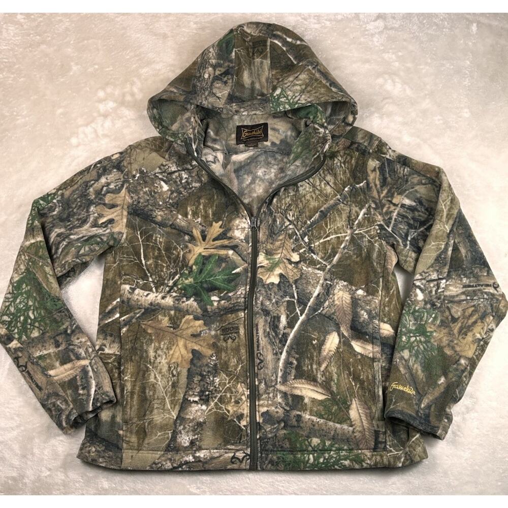 Gamehide Hunting Jacket Mens Sz XL RealTree Edge Camo Full Zip Hooded Fleece